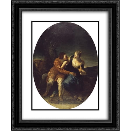 Giuseppe Maria Crespi 2x Matted 20x24 Black Ornate Framed Art Print 'A Persistent Cavalier (genre scene) '