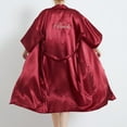 thumbnail image 2 of Defitshape Women's Satin Robe Short Sleeve Bathrobe Knee Length Lightweight Wedding Soft V Neck Bride Silky Sleepwear Burgundy Small, 2 of 4