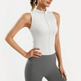 thumbnail image 5 of Women's Sleeveless Shirt Zip up Workout Running Tank Tops Athletic Slim Fit Vest Gym Yoga Camis Jackets Blouses (S, White), 5 of 6