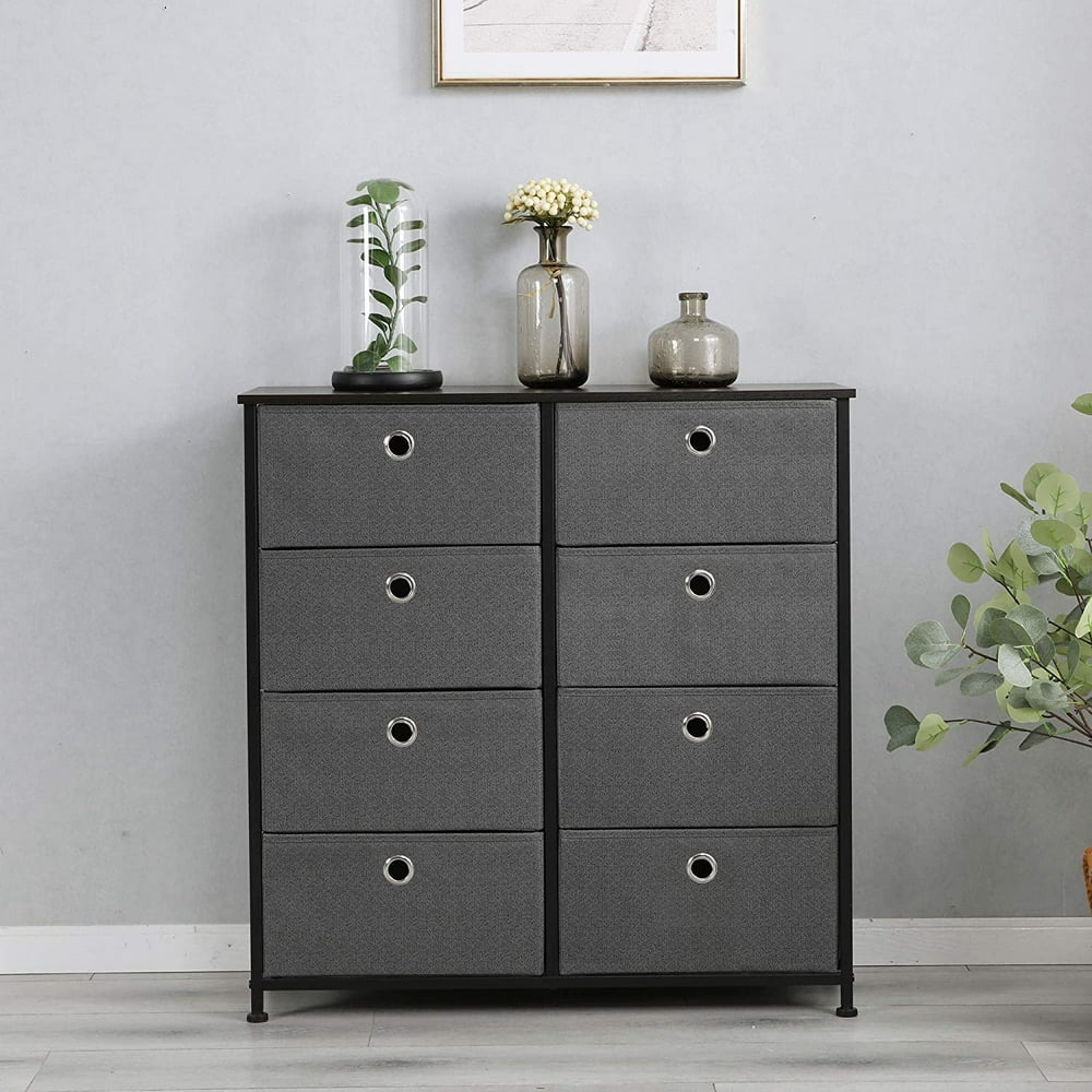 Somdot Dresser with 8 Easy Pull Drawers 4Tier Wide Fabric Dresser for