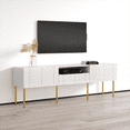 thumbnail image 2 of Leaf 01 TV Stand for TVs up to 80", Mid-Century Modern High Gloss 71" Entertainment Center, TV Media Console with Storage Cabinets, 2 of 5