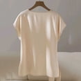 thumbnail image 5 of ClodeEU Women's Satin Round Neck Short Sleeve Blouse with Side Tie Knot,Loose Fit Casual Trendy Tops Beige,Womens Plus L, 5 of 6