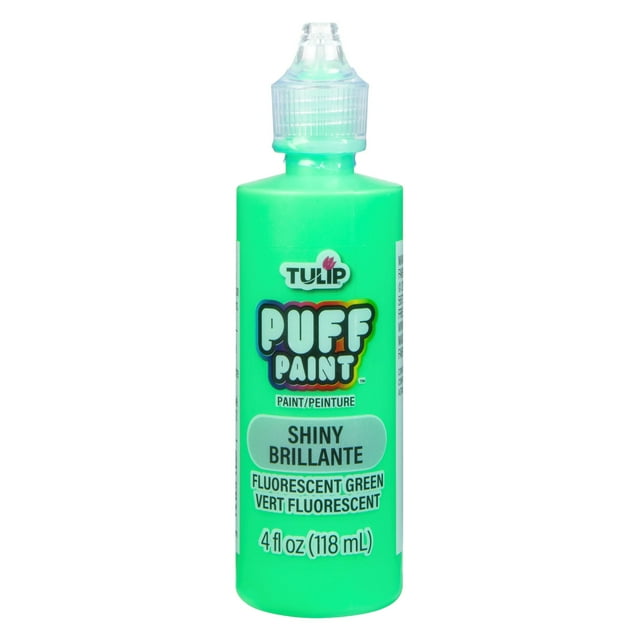 Tulip Puff Dimensional Fabric Paint, Fluorescent Green, 4 fl. oz., Nontoxic, Liquid, Permanent, Flexible, Machine Washable, 3D Texture
