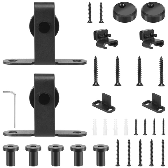 Ikoopy Mini Sliding Barn Door Hardware Kit Carbon Steel Mini Cabinet Door Gliding Hardware Kit Without Track for Wardrobe Closet Cabinet