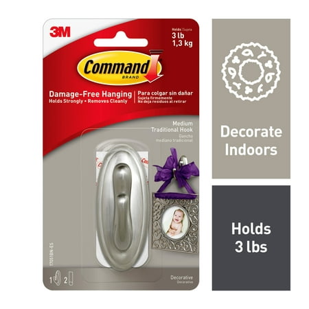 Command Traditional Hook, Brushed Nickel, Medium, 1 Hook, 2 (Best Command Line For Windows)