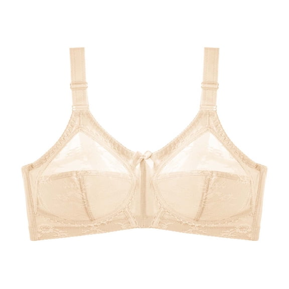 HAPIMO Women's Plus Size Bras Floral Lace Bra Comfy Daily Casual Workout Bra Solid Full Coverage No Underwire Breathable Bras Beige XL