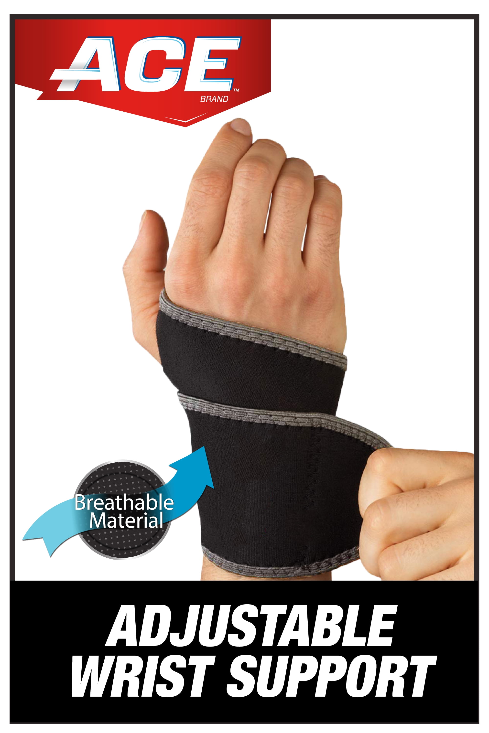 ACE Brand Stabilizing Wrist Support, Adjustable, Allday Wear Walmart