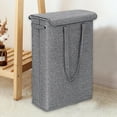 RBCKVXZ Laundry Basket with Lid, Tall Thin Laundry Basket with Handles, With Bracket Support