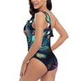 thumbnail image 4 of Gukieu Colorful Flower Tiger Print One-shoulder Ruffled One-piece Swimsuit with Removable Chest Pads and Tummy-control Swimsuit for Women-XX-Large, 4 of 6