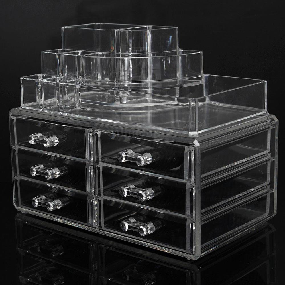Ktaxon Clear Acrylic Cosmetic Organizer Makeup Case Holder Drawers ...