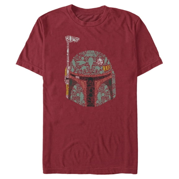 Men's Star Wars Boba Fett Silhouette Helmet Fill Graphic Tee Cardinal 2X Large
