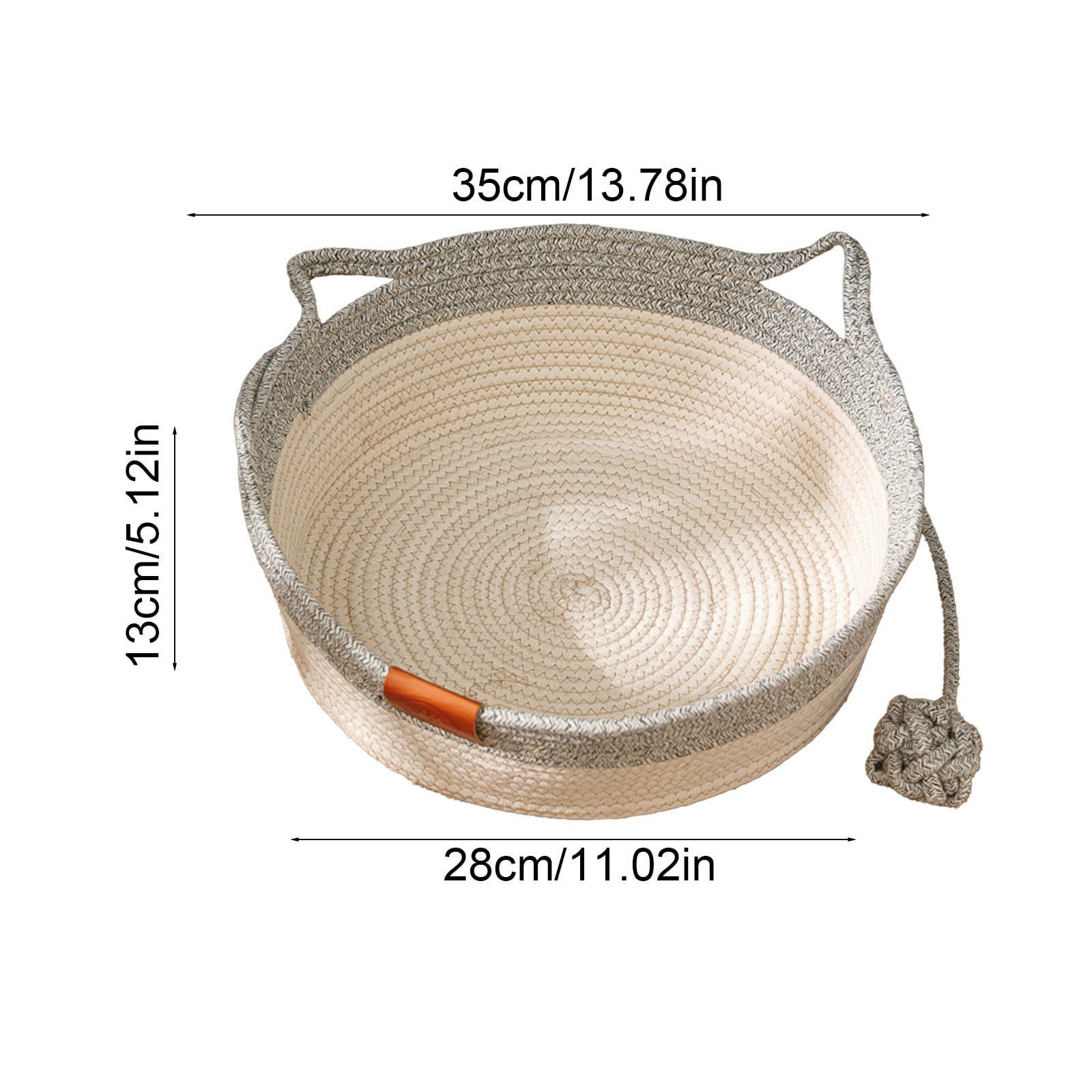 SPOORYYO Cat Basket, Pets Hand Woven Sleeping Bed Basket, Rope Round Cat Nest with Built-in Scratching Pad and Play Ball for Cats and Dogs All-Season