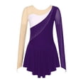 thumbnail image 3 of Kaerm Women's Figure Ice Skating Dress Long Sleeves Gymnastics Leotard Contemporary Lyrical Dress Purple S, 3 of 7