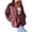 Burgundy, variant on Women's Wool Coat Zipper Stand-Up Collar Pocket Coat