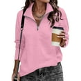 thumbnail image 2 of Yievot Quarter Zip Up Sweatshirts for Women Trendy Long Sleeve Tops with Pocket Casual Lapel Sweatshirt, 2 of 7