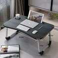thumbnail image 5 of VINAUO Lap Desk with Drawer, 23.6" Extra Large Foldable Laptop Bed Tray Table with Cup Holder & iPad Slot, Portable Breakfast Bed Trays for Working, Eating, Writing on Bed Couch, Black, 5 of 10
