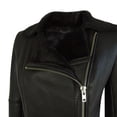 thumbnail image 6 of Womens Short Tailored Fit Morino Black Real Sheepskin Cross Zip Biker Style, 6 of 8