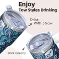 thumbnail image 4 of 20oz Vacuum Insulated Tumbler with Lid and Straw - Stainless Steel Double Wall Boho Travel Coffee Mug, Leakproof Thermal Cup Design, 4 of 5