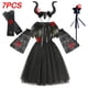 thumbnail image 1 of Disfraz de Halloween de maléfica para niñas, vestido de lujo para bautizo, Glam Gownprom, Cosplay para niños, ropa de bruja de Reina demonio, negro, 1 of 2