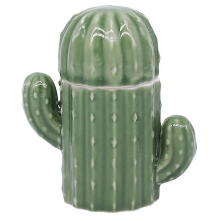 

NUOLUX 1Pc Cactus Shaped Toothpick Holder Cotton Swab Container Green