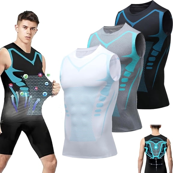 KDITJPLO Men’s Compression Shirt 1/2/3 Pack, Breathable Workout Shirt for Fitness & Running, Muscle Support & Posture Enhancer, Nylon Spandex Fabric, Round Neck