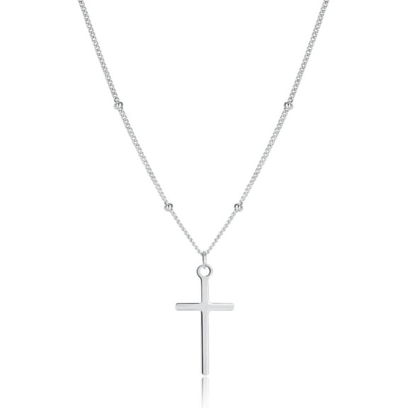925 Sterling Silver Cross Choker Necklace for Women Teens Simple Cross Pendant Necklace Chain Minimalist
