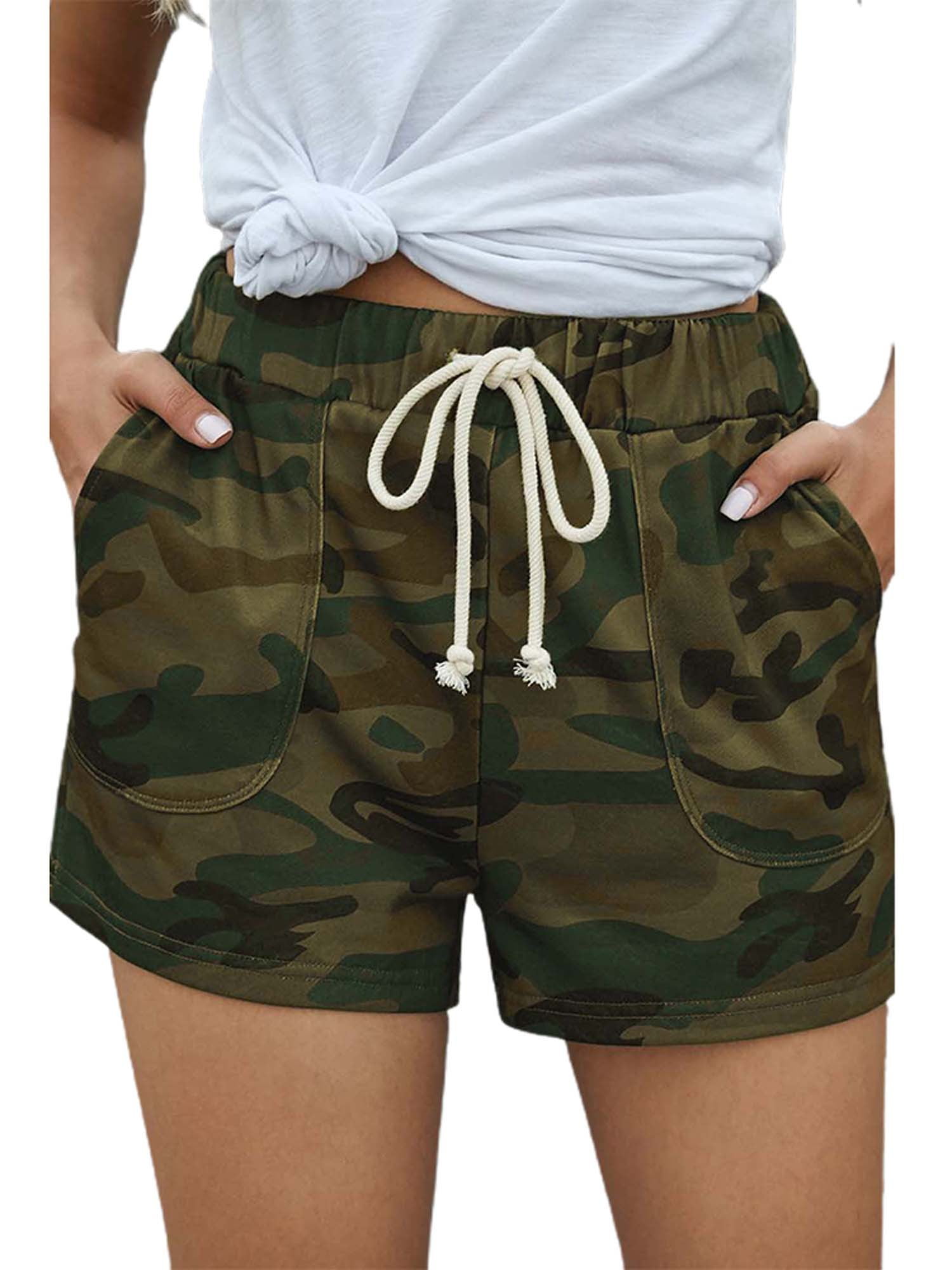 camo elastic waist shorts