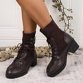 thumbnail image 4 of POROPL Womens Boots Mid Calf High Heel Chunky Shoes,Boots Size 7, 4 of 9