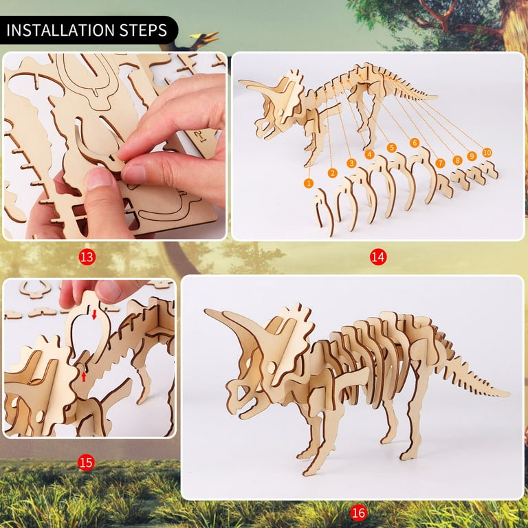 qollorette 3D Wooden Puzzle, DIY Wood Craft Games, Brain Teaser  Construction Toys For Teens, Kids, Dinosaur Skeleton Kit - on OnBuy