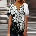 thumbnail image 2 of Pompotops Femmes Mode Décontractée Impression Col Rond en Vrac Manches Courtes T-shirt Top Chemisier Pull-Over Clair, 2 of 4