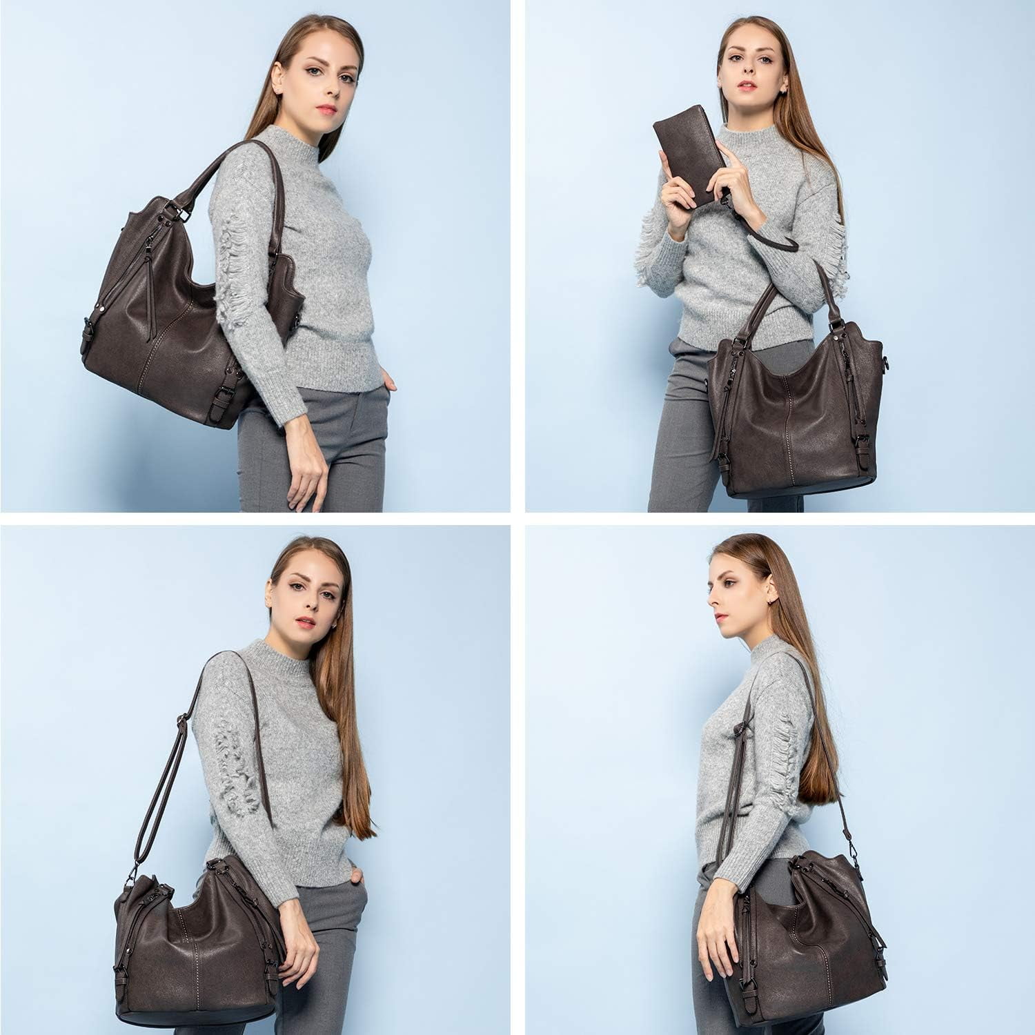 Kwuty Tote Bag for Women PU Leather Shoulder Bags Fashion Hobo Bags Large Purse and Handbags with Adjustable Shoulder Strap