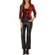 thumbnail image 2 of CHAQUETA CORTA GLITTER ROJA PARA MUJERES CON MANGAS 3/4 Y ABIERTO EN FRONTAL, 2 of 6