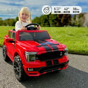 Hikiddo Electric Car for Kids, Licensed Ford-Shelby F-150 12V Ride on Truck Toys for Toddlers w/ Remote, 2-Hour Drive Time - Red