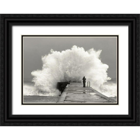 Lastra, Mikel 24x18 Black Ornate Wood Framed with Double Matting Museum Art Print Titled - waves photographer
