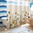 thumbnail image 5 of No Hook Shower Curtain, Sage Green Yellow Spring Floral Shower Curtains for Bathroom with See Through Top Window, Watercolor Botanical Summer Flowers Waterproof & Washable Bath Curtain 66"x72", 5 of 9