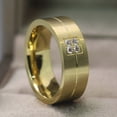 thumbnail image 5 of Yellow Gold Plated 8mm AAA CZ Titanium Steel Mens Ring Men Wedding Band Man Ring, 5 of 7