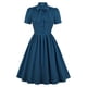 thumbnail image 1 of Vestido vintage con lazo y encaje en el cuello para mujer - Poliéster, silueta en A, informal/fiesta, tallas S-XXL, tirantes ajustables, 1 of 4