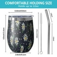 thumbnail image 5 of 12oz Stemless Wine Tumblers Dark Blue Daisy Flower Pattern Vacuum Insulated Stainless Steel Travel Tumbler Cups Mug with Lid and Straw for Champaign,Cocktail,Beer with Cleaning Brush, 5 of 5
