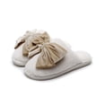 thumbnail image 5 of Taqqpue Women's Open-Toe Bow Slippers with Memory Foam Indoor House Non-Slip Sole Fuzzy Solid Color House Slippers Winter Warm Flat Closed Toe Cotton Slippers Christmas Birthday Gifts for Women Mom, 5 of 5
