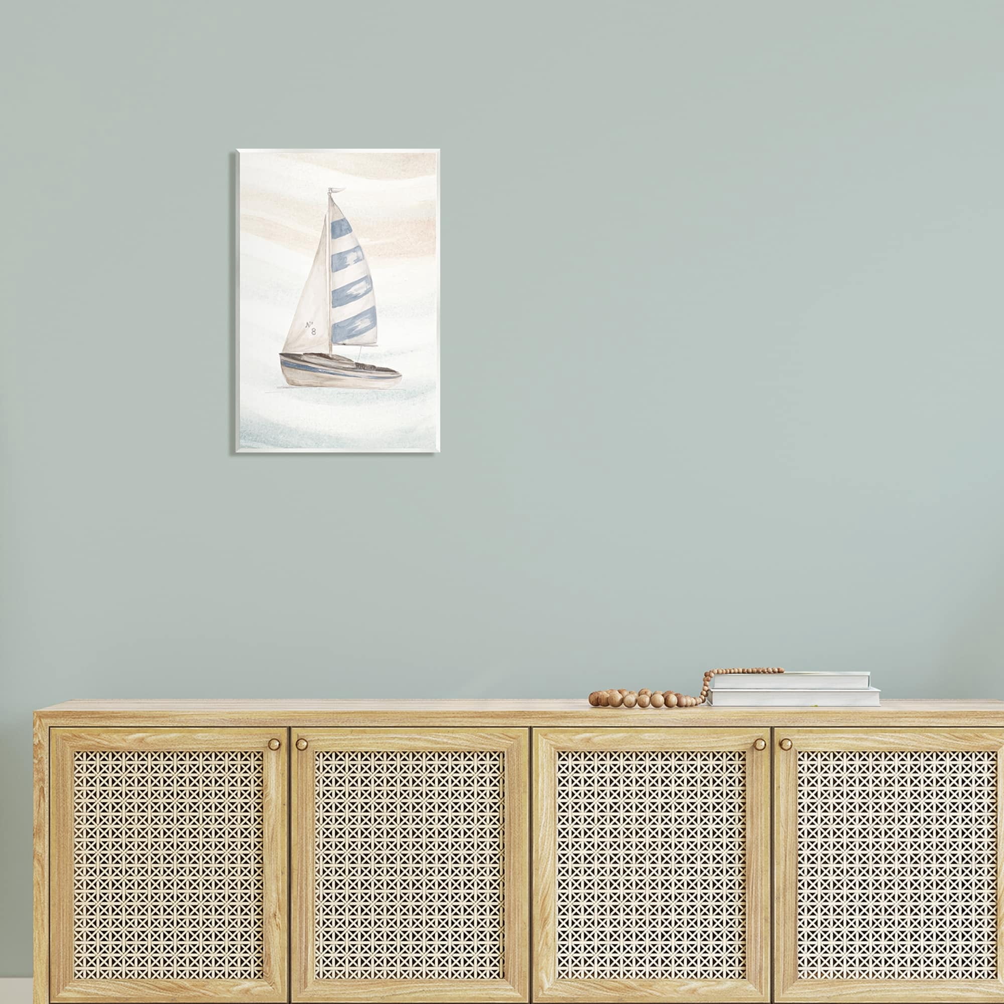 Stupell Industries Sailing Calm Ocean Waves Lone Boat Drifting Graphic Art Unframed Art Print Wall Art, Design by Patricia Pinto