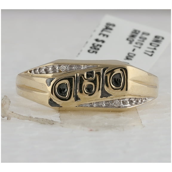 10K Yellow Gold Mens Round Diamond Dad Father Ring .01 Cttw, Mens Size: 7-13