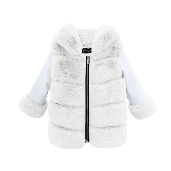 SUXIAN Toddler Winter Jacket Girls Fashion Fall Winter Cardigans Fuzzy Lightweight Warm Coats White 8-9 Years