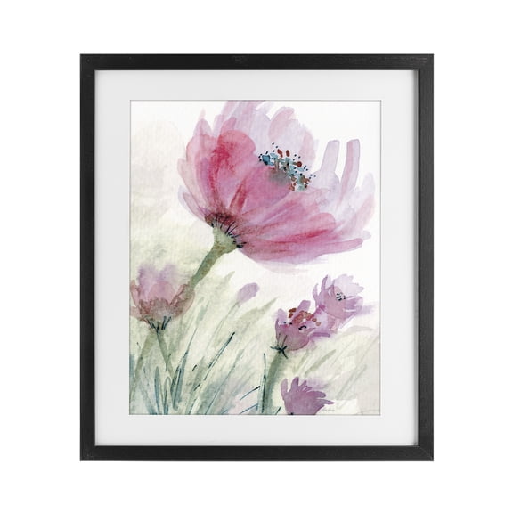 Stupell Industries Farmhouse Pink Flower & Speckled Stamen Black Framed Print Under Glass, 13 x 16, by Patti Bishop