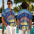 thumbnail image 2 of Psesaysky Couple Matching Hawaiian Outfit Vacation His and Her Set Mens Short Sleeve Shark Shirts or Womens Summer Sleeveless A Line Flowy Beach Sundress with Art Paint, 2 of 7