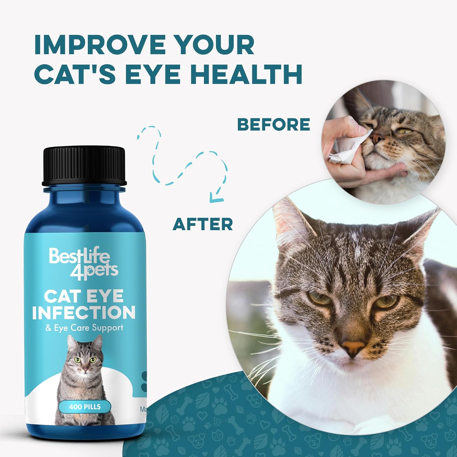 BestLife4Pets Eye Care and Vision Support for Cats Holistic Kitten Eye Infection Treatment