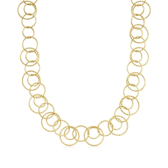 Ross-Simons 18kt Gold Over Sterling Textured and Polished Multi-Circle Necklace, Women's, Adult