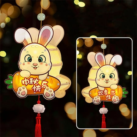 Party Supplies Cute Rabbit Lantern Kids Toy Light Lamp Bunny Shape Acrylic Lantern Rabbit Hanging Lamp Festival Lantern Mid-Autumn Lantern STYLE 4