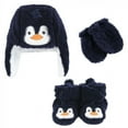 thumbnail image 2 of Hudson Baby 6Pc Trapper Hat, Mitten and Bootie Set, Navy Penguin Reindeer, 6-12 Months, 2 of 3