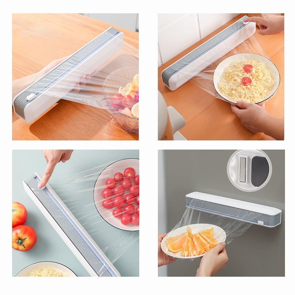 ROBOT-GXG Plastic Wrap Dispenser - Plastic Wrap Cutter - Plastic Food Wrap  Dispenser Refillable Food Freshness Film Dispenser Preservative Film Slide  Cutter (Not Including Plastic Wrap) 