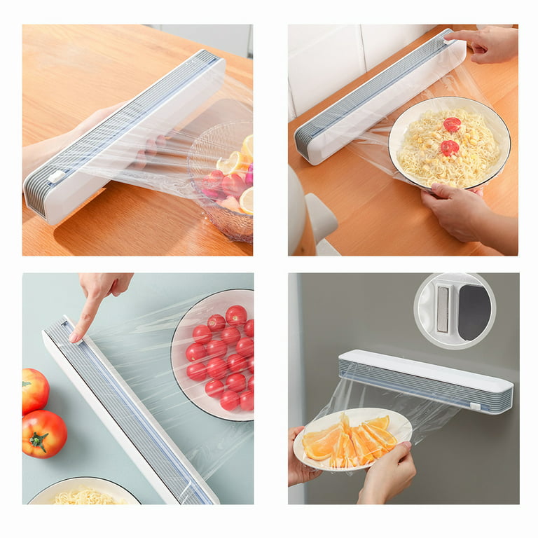 CNKOO Magnetic Refillable Plastic Wrap Dispenser With Cutter, Plastic Wrap  Dispenser with Cutter, Cling Wrap with Slide Cutter(With1* Food Cling Film